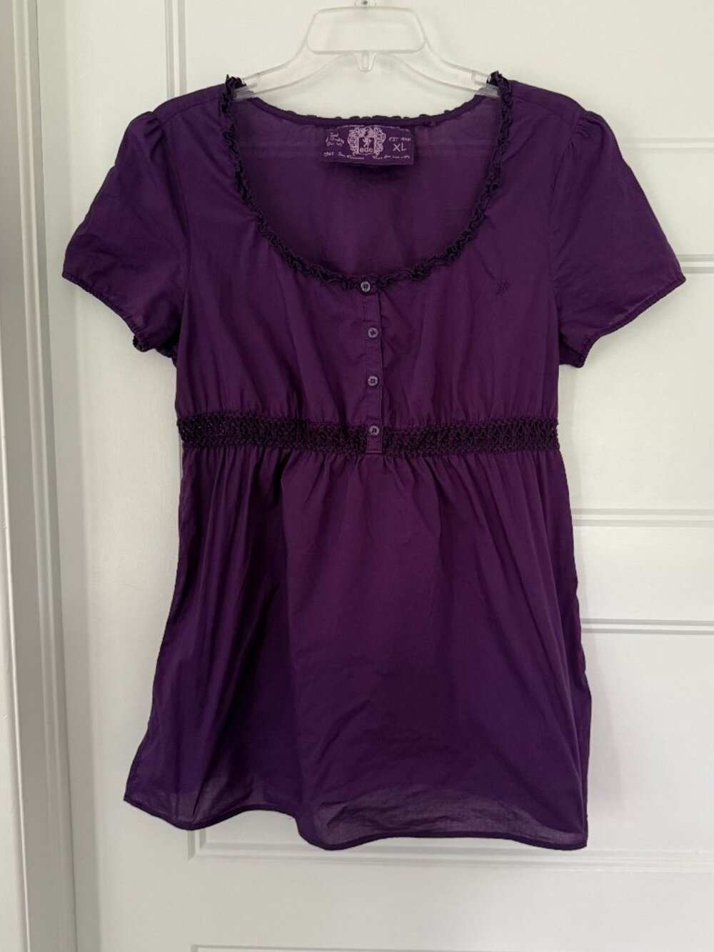 EDC by Esprit - Dark Purple Short Sleeve Empire Waist Top - XL